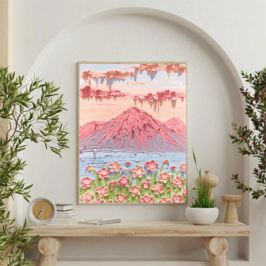 3D Pink Mountain Flowers