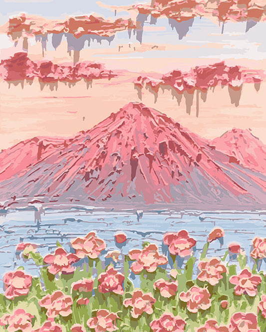 3D Pink Mountain Flowers