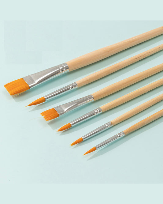 6PCS Wood Paint Brushes Set for Acrylic Painting