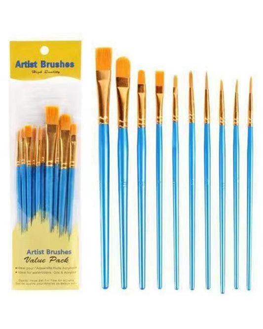 10PCS Nylon Paint Brushes Set for Acrylic Painting