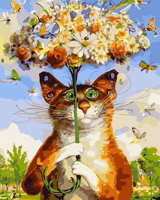 Cat and Flowers