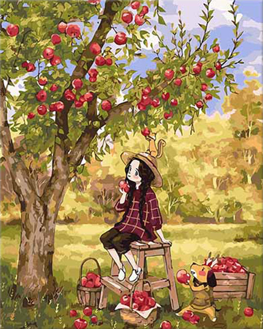 Girl Picking Apples