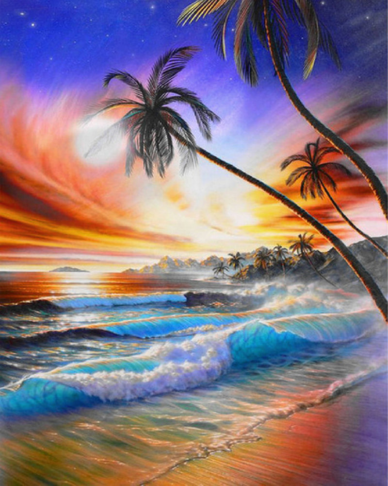 Palm Tree Sunset - Diamond Painting