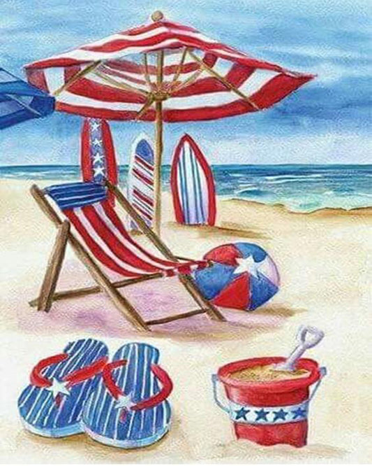 Patriotic Beach - Diamond Painting