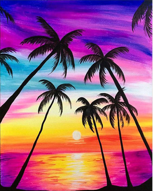 Rainbow Coconut Tree - Diamond Painting