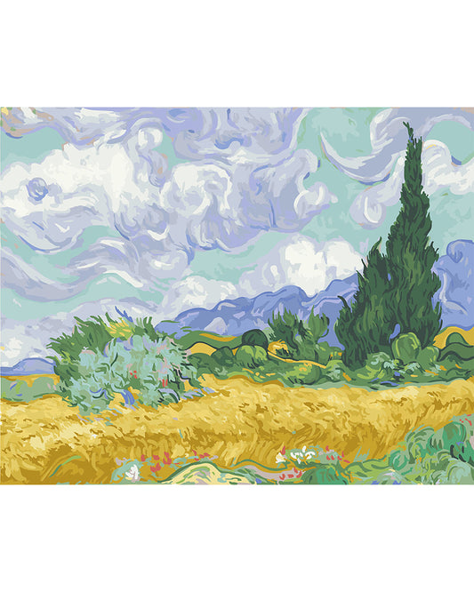 Wheat Field with Cypresses