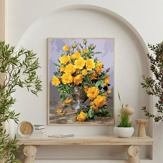 Yellow Roses In A Flower Pot